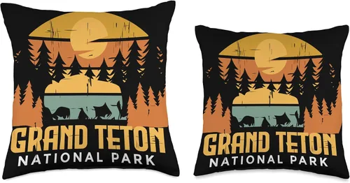 Miniatura 3 de Grand Teton Wyoming National Park Souvenir Hiking Grand Teton Camping National Park Souvenir Wyoming Buffalo - Almohada de 16 x 16 pulgadas