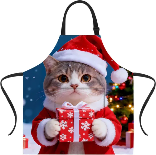 Miniatura 62 de ANNA QUEEN Delantal de Feliz Navidad para mujeres y hombres con bolsillos, delantal de muñeco de nieve, delantal de cocina ajustable para cocinero