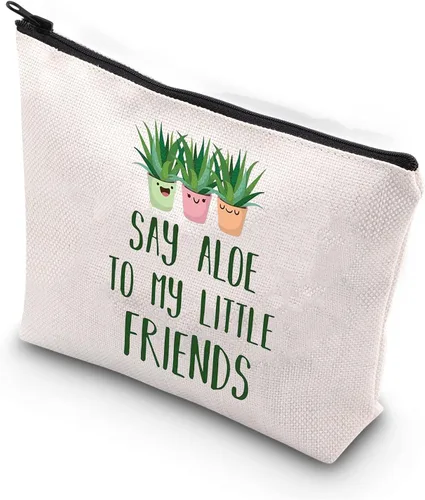BDPWSS Bolsa de maquillaje para amantes de las plantas, para jardinero, plantas suculentas, plantas locas, regalos para damas, diga aloe a mis