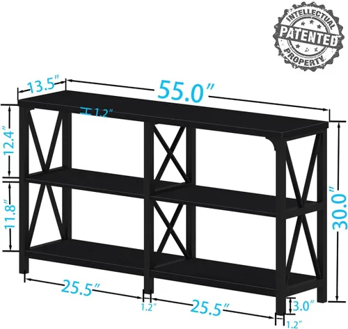 Miniatura 2 de IBF Mesa consola negra, moderna mesa de sofá detrás del sofá, mesa de entrada industrial para pasillo, sala de estar, mesa de entrada de metal