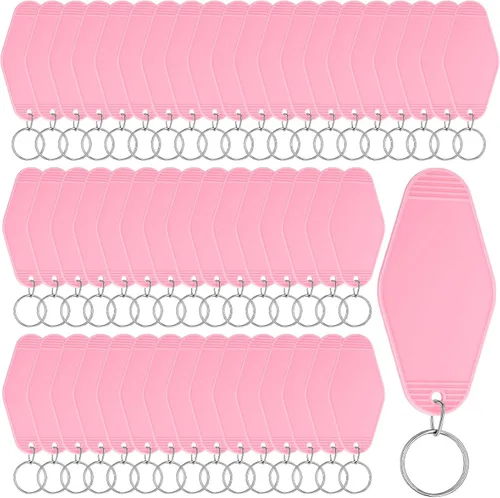 Miniatura 12 de Pinkunn 50 piezas de llavero de motel en blanco sublimación vintage llavero de hotel en blanco a granel para manualidades DIY ornamento