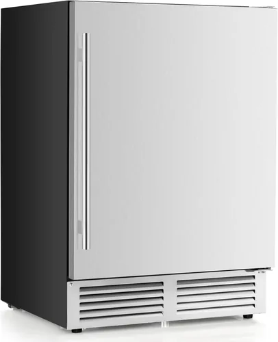 Miniatura 10 de COSTWAY Refrigerador de bebidas de 15 pulgadas, refrigerador de bebidas debajo de la encimera con puerta de acero inoxidable y estantes extraíbles