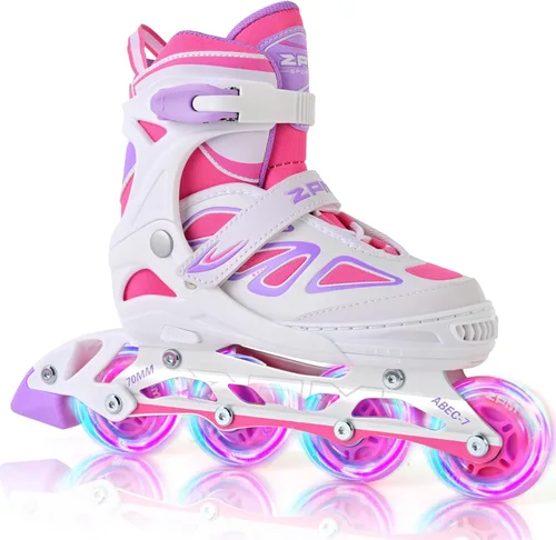 2PM SPORTS Vinal - Patines en línea ajustables intermitentes para niñas, todas las ruedas se iluminan, divertidos patines iluminadores para niños,