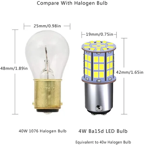 Miniatura 6 de GRV Ba15d 1142 1076 Bombilla LED 4W 56-2835SMD Super Brillante AC/DC 12V-24V 40W de Reemplazo Halógeno para Luces Interiores de RV, Remolque