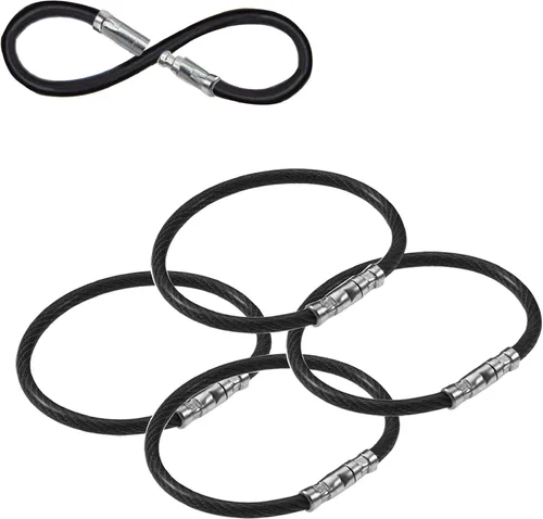 Miniatura 9 de Lucky Line Llavero de bloqueo giratorio de 5 pulgadas, bucle de alambre de acero recubierto de nailon flexible, resistente a la corrosión y Azul