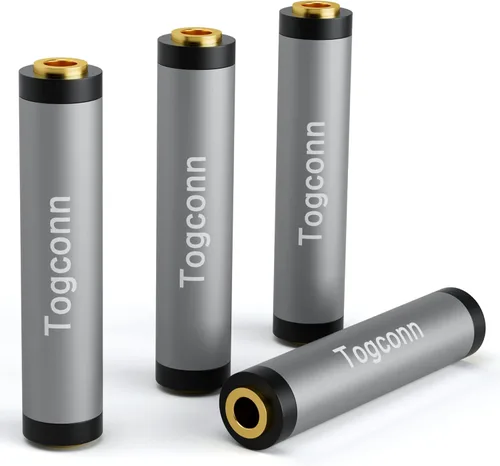 Miniatura 8 de Paquete de 2 acopladores de audio auxiliar TRS de 1/8 de pulgada y 0.138 in, conector de audio estéreo TRS hembra a hembra chapado en oro, conector