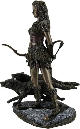 Miniatura 3 de Veronese Design Skadi - Escultura de esquí nórdico de 10 7/8 pulgadas, diosa del invierno y las montañas con lobos, resina fundida en frío, acabado