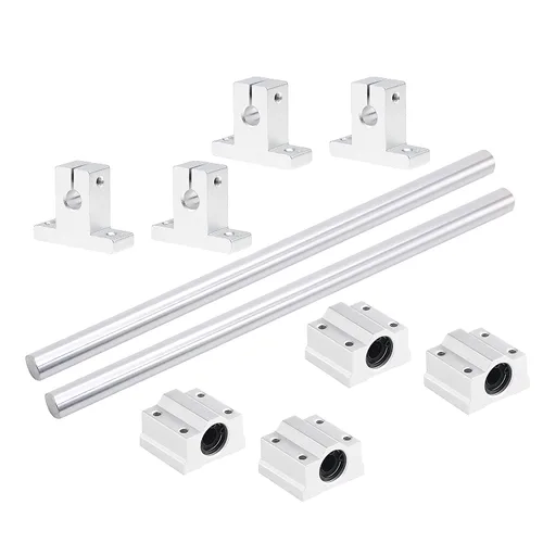 2 guías de eje de varilla de movimiento lineal de 8 mm x 200 mm con 4 cojinetes de bolas SCS8UU y 4 guías de soporte de riel de aluminio SK8, juego