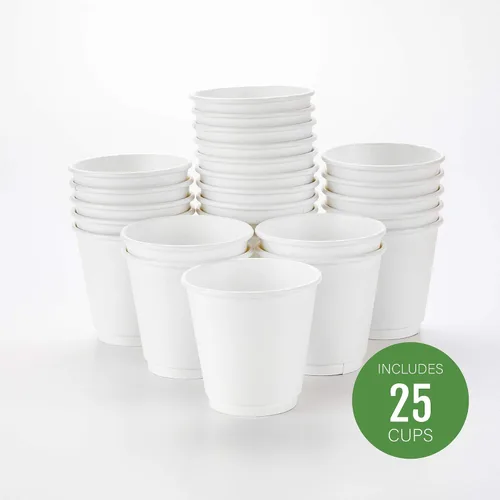 Miniatura 59 de Restaurantware Tazas de café de papel de 4 onzas, 25 tazas de papel desechables de doble pared, a prueba de fugas, reciclables, tazas calientes