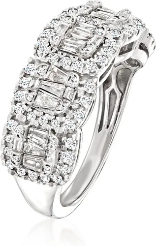 Miniatura 3 de Ross-Simons 1.00 ct. t.w. Round and Baguette Diamond Ring in Sterling Silver