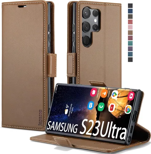 Miniatura 32 de Funda para Samsung Galaxy S23 5G, funda tipo cartera para Samsung Galaxy S23 5G con bloqueo RFID, tarjetero y función atril magnético, funda