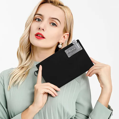Miniatura 8 de AMIR 2 bolsas de dinero con cerradura, 5 x 8 pulgadas, bolsa de seguridad de nailon con cierre de cremallera para suministros escolares, viajes