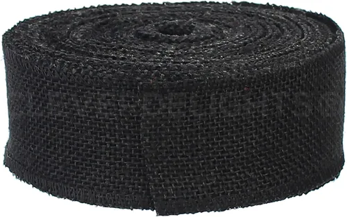 Miniatura 2 de CleverDelights Cinta de arpillera negra de 2 pulgadas, borde terminado, 25 yardas, tela de arpillera de yute de 2 pulgadas