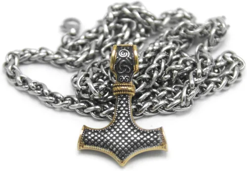 Miniatura 3 de Gungneer Mjolnir - Collar con colgante de martillo de Thors de acero inoxidable, colgante vikingo, joyería vikinga para hombre