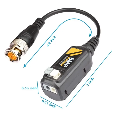 Miniatura 4 de heneng 20 pares de conectores de balun de video pasivo BNC - Soporta AHD/TVI/CVI/CVBS (hasta 8MP: 720P/960P/1080P/3MP/5MP) para cámara de seguridad