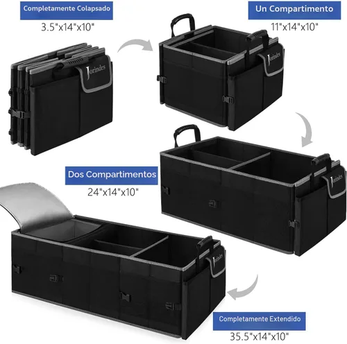 Miniatura 5 de Organizador de maletero con bolsa de enfriamiento aislada y a prueba de fugas incorporada, organizador de carga plegable para SUV con tiras