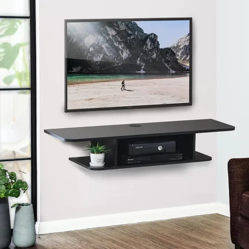 Miniatura 4 de BiJun Estante flotante de TV, estantes flotantes para centro de entretenimiento en la pared, soporte de TV flotante montado en la pared, consola