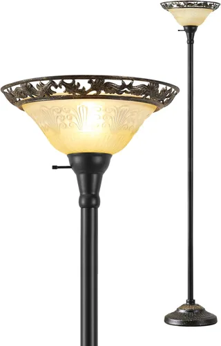 Miniatura 10 de Luvkczc Lámpara de pie victoriana, elegante lámpara de pie de 70 pulgadas con pantalla de cristal de alabastro, poste de metal y base pesada
