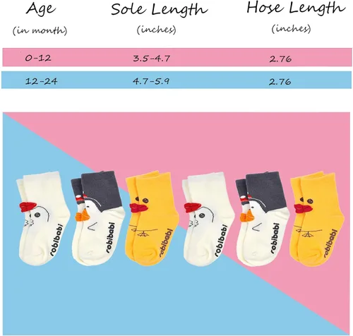 Miniatura 7 de Calcetines de bebé con agarre antideslizantes para niñas y niños pequeños, calcetines de algodón para tobillo