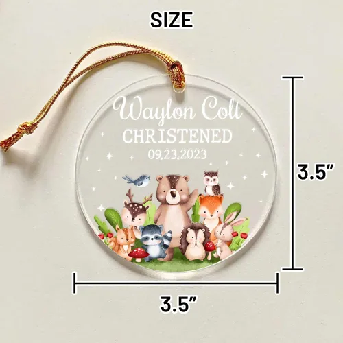 Miniatura 7 de Regalos personalizados de bautizo para niños y niñas, adorno de bautismo para ahijada, ahijado, adorno de bautizo de bosque para bebé, niño, niña