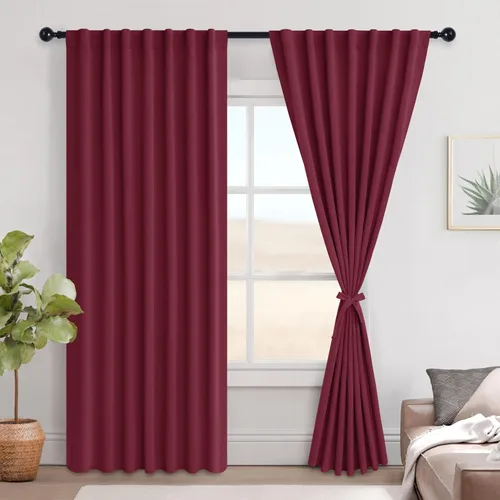 Miniatura 122 de Hiasan Cortinas opacas negras para dormitorio, cortinas opacas cortas de 45 pulgadas de largo, con aislamiento térmico, bolsillo para barra