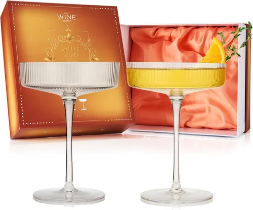 Copas vintage Art Deco Coupé, Martini, champán y cóctel de 7 onzas, juego de 2 unidades, cristalería de cóctel Sidecar para champán, cristalería