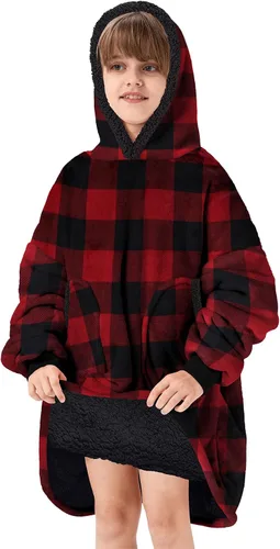 Miniatura 20 de Zando Manta con Capucha Ponible Manta para Niños y Adultos Manta Cómoda con Capucha Sudadera de Gran Tamaño Sherpa Forro Polar