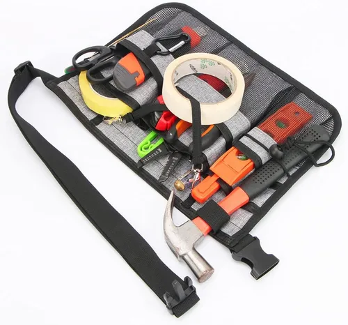 Miniatura 6 de Herramienta de jardinería Riñonera Cinturón ajustable Herramienta Delantal Organizador con 8 bolsillos Bolsa colgante Cinturón de herramientas (gris)