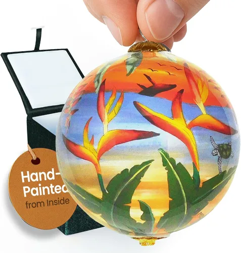Miniatura 22 de Adorno coleccionable de tortugas marinas hawaianas coleccionables, pintado a mano desde el interior del cristal TA/H 2-Multicolor