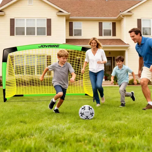 Miniatura 7 de Portería de fútbol para niños de nivel profesional en el patio trasero, red de fútbol de poliéster de 5 capas resistente a desgarros y postes de 10