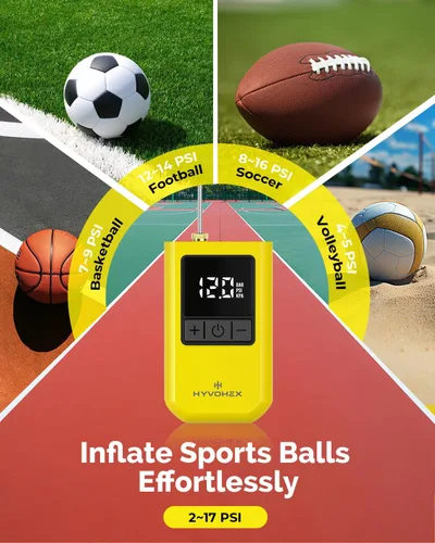 Miniatura 2 de Bomba de Aire para Pelotas Deportivas, Bomba de Baloncesto Eléctrica Portátil con Inflado Ultra Rápido, con Pantalla LED Digital, Bomba de Aire