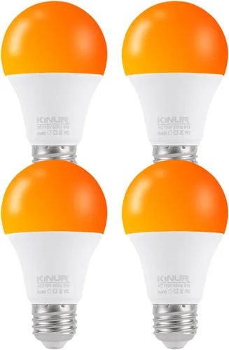 KINUR Bombillas LED ámbar, A19 9 W (equivalente a 60 W) 1800 K E26 A19 bombillas suaves ámbar luz cálida para dormitorio, sueño saludable, luz de