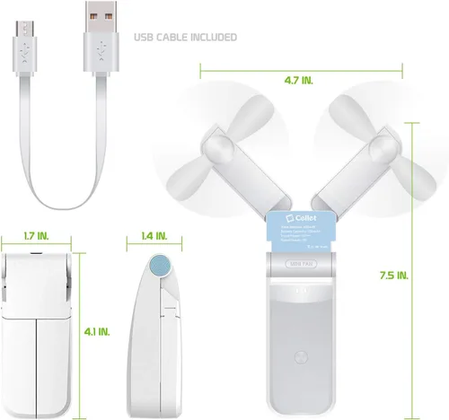 Miniatura 5 de Cellet Mini ventilador portátil de refrigeración de aire de 500 mAh cargado por USB. Cabezales dobles duraderos y ligeros ideales para el hogar