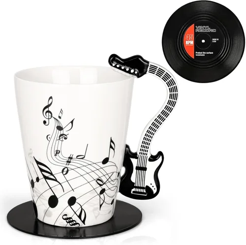 Maustic Taza de guitarra, regalos de música para hombres y mujeres, regalos de guitarra para guitarristas, regalos de cumpleaños de Navidad para