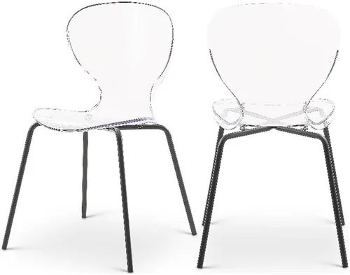 Miniatura 10 de Meridian Furniture Clarion Collection Modern - Silla de comedor apilable de policarbonato Lucite contemporánea con patas de metal resistentes, juego