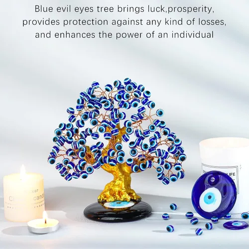 Miniatura 4 de YU FENG Árbol de Ojo Turco Nazar Azul de 6.8 pulgadas, Árbol Posavasos de Ojo Turco para Protección, Buena Suerte, Prosperidad, para Decoración