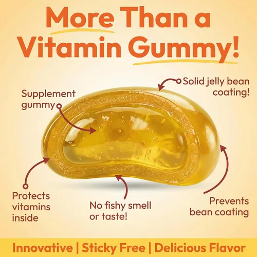 Miniatura 3 de Human Beanz Gomitas veganas Omega 3 para niños, gomitas con DHA y vitamina C, apoyo cerebral e inmunológico para niños, Explosión de cítricos, 120