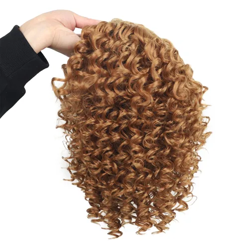 Miniatura 6 de XIUFAXIRUSI XIUFAXIRUSI Pelucas afro rizadas para mujeres negras, pelucas cortas rubias rizadas con parte lateral, peluca de pelo sintético completo