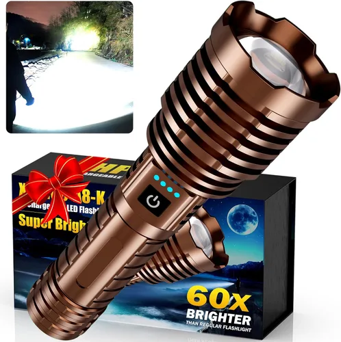 Miniatura 12 de Linternas LED recargables superbrillantes de 2500,000 lúmenes altos, linternas de alto lúmenes de hasta 25 horas de larga vida Zoomable 5 modos