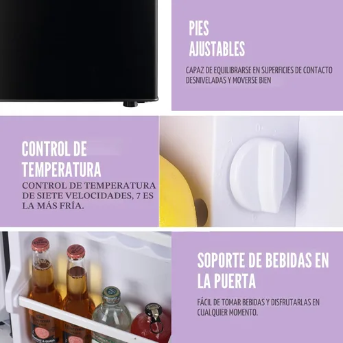 Miniatura 4 de DEMULLER Refrigerador de 2.4 pies cúbicos con congelador, mini refrigerador con estantes de plástico extraíbles, ideal para apartamentos, Negro