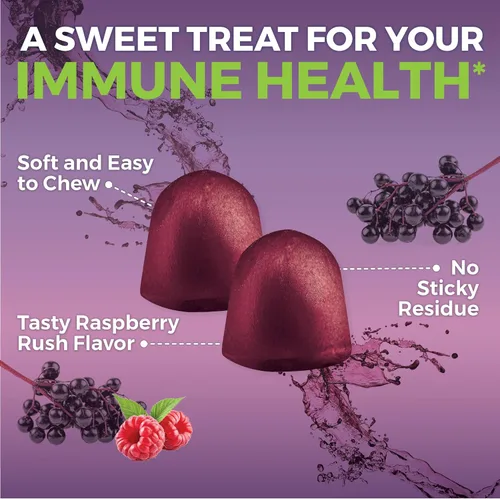Miniatura 4 de Viva Naturals Gomitas orgánicas de saúco Sambucus para adultos (120 unidades) – Gomitas de apoyo inmunológico de vitamina C y zinc de saúco 3 en 1