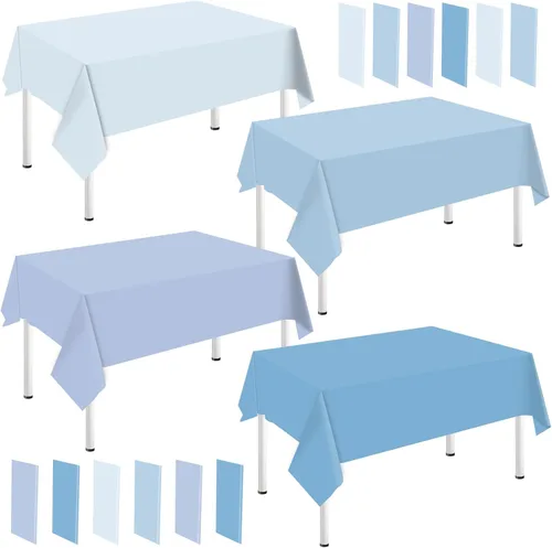 Miniatura 28 de Whaline Mantel rectangular de plástico azul polvoriento, 12 piezas, 4 colores azules, impermeable, para invierno, cumpleaños, bodas, fiestas