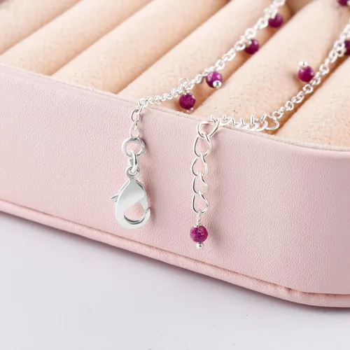 Miniatura 79 de Yanara Tobilleras de piedras preciosas para mujer, piedra natal natural, chapada en plata, joyería hecha a mano en 8.5 + 1.5 pulgadas, cristales