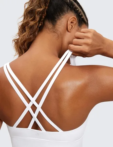 Miniatura 4 de CRZ YOGA Brasier deportivo con tirantes delgados para mujer, de impacto medio, cruzado, para yoga, acolchado, para entrenamiento