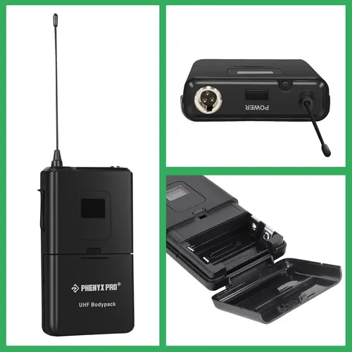 Miniatura 2 de Phenyx Pro Transmisor inalámbrico Bodypack, micrófono inalámbrico BodyPack de 561.6 MHz UHF con patrón cardioide, frecuencia fija, rango de 260