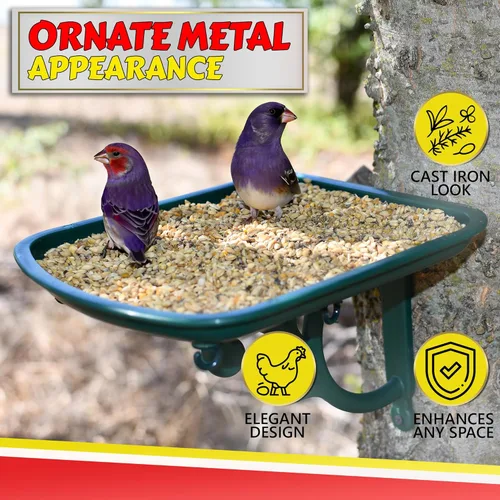 Miniatura 4 de Comedero para pájaros al aire libre, bandeja para pájaros silvestres y ardillas para exteriores, cardenal, pinzón, cardo, pájaro carpintero, pájaro
