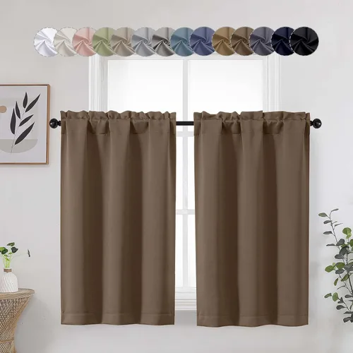 Miniatura 71 de Aqua Cafe - Juego de 2 paneles de cortinas opacas de 24 pulgadas de largo, con aislamiento térmico suave y sólido, para ventanas de baño, sótano