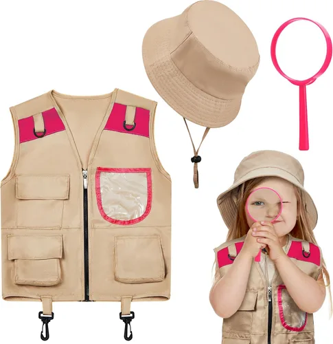 Miniatura 9 de Ramede Kids Safari Explorer Vest and Hat Explorer Costume for Fishing Adventure Camping Boy Girls Cosplay
