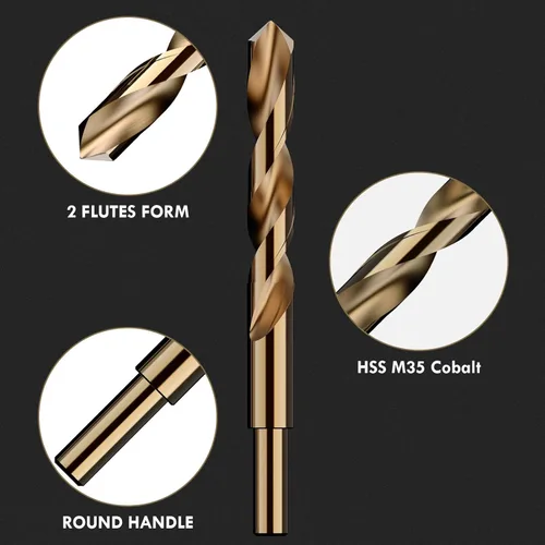 Miniatura 2 de Juego de 4 brocas de cobalto M35 de acero de alta velocidad, longitud jobber, para metal endurecido, acero inoxidable, hierro fundido, madera
