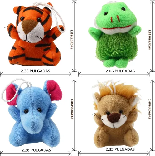 Miniatura 4 de Juego de 32 piezas de mini juguetes de animales de peluche, lindos animales pequeños de peluche llavero decoración para fiestas temáticas, regalo